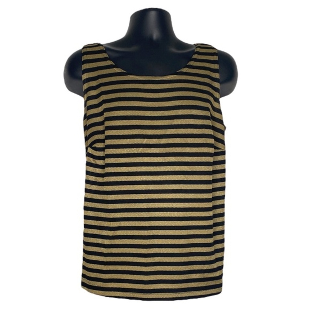 Elisabeth Striped Knit Tank Top (Size:20W, Color:Gold/Black)